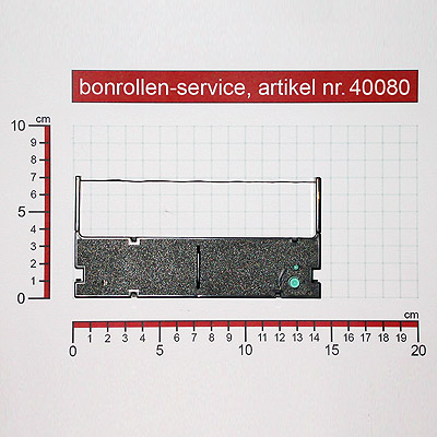 Detailansicht mit Rollenmaßen - Farbband-Kassetten TEC MA-1450 / 1650, Gruppe 590 - violett für TEC MA-1650