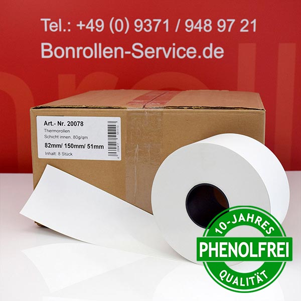 Extra-starke Thermorollen 82 150 51 - Schicht innen, phenolfrei, weiß, außenbeschichtet