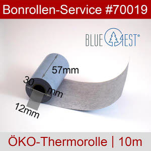 Kurze Öko-Thermorollen 57 10m 12 blanko - Blue4est blau, außenbeschichtet