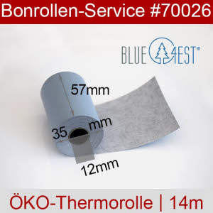 Kurze Öko-Thermorollen 57 14m 12 blanko - Blue4est blau, außenbeschichtet
