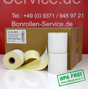 Thermoetiketten-Rollen 79 mm x 30 m - endlos, BPA-frei, permanent klebend