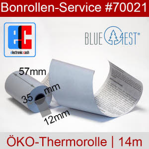 Öko-EC-Thermorollen 57 14m 12 mit SEPA-Text - Blue4est blau, außenbeschichtet
