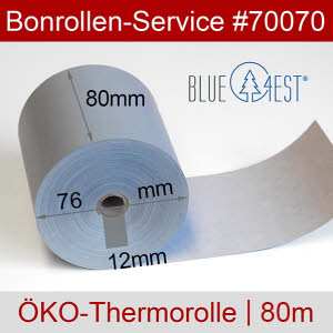 Öko-Thermobonrollen 80 80m 12 - Blue4est blau, außenbeschichtet