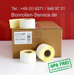 Thermo-Etikettenrollen Avery Berkel 49 x 40 - BPA-frei, permanent klebend