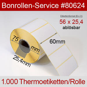 Thermoetiketten 56 x 25,4 - BPA-frei, ablösbar klebend