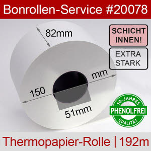 Extra-starke Thermobonrollen 82 150 51 - Innenwicklung, phenolfrei, weiß, außenbeschichtet