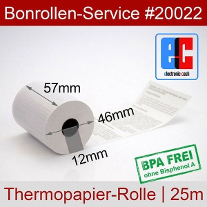 EC-CASH-Rolle Thermorollen Kassenrollen 57 mm x 25m Thermopapier 0,08€/1m 5 Stk 