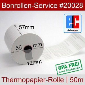 EC-Thermobonrollen 57 50m 12 -  mit SEPA-Text, weiß, BPA-frei, außenbeschichtet