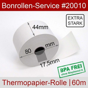 Thermobonrollen 44 80 17,5 (extra-starkes Papier) - weiß, BPA-frei, außenbeschichtet
