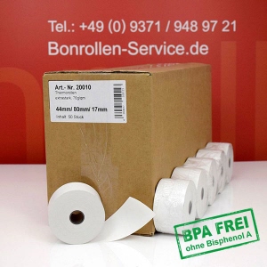 Thermorollen 44 80 17,5 (extra-starkes Papier) - weiß, BPA-frei, außenbeschichtet