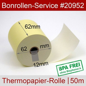 Thermobonrollen 62 50m 12 - gelb, BPA-frei, außenbeschichtet