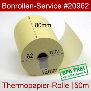 Thermobonrollen 80 50m 12 - gelb, BPA-frei, außenbeschichtet
