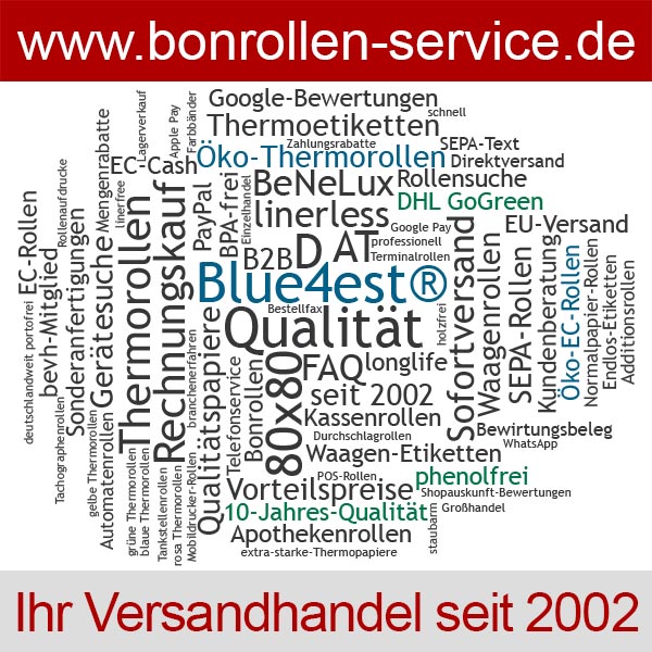 Bonrollen-Service - Kassenrollen, Thermorollen, EC-Rollen u.a.