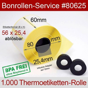 Thermoetiketten 56 x 25,4 - BPA-frei, ablösbar klebend