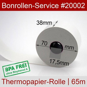 Thermobonrollen 38 70 17,5 - weiß, BPA-frei, außenbeschichtet