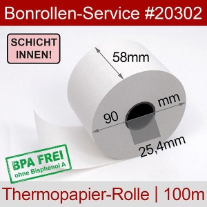 Thermobonrollen 58 90 25 - weiß, BPA-frei, Innenwicklung
