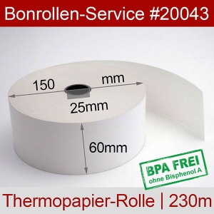 Thermobonrollen 60 150 25 - weiß, BPA-frei, außenbeschichtet