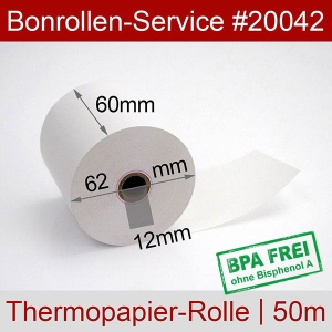 Thermobonrollen 60 50m 12 - weiß, BPA-frei, außenbeschichtet