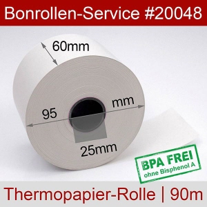 Thermobonrollen 60 95 25 - weiß, BPA-frei, außenbeschichtet