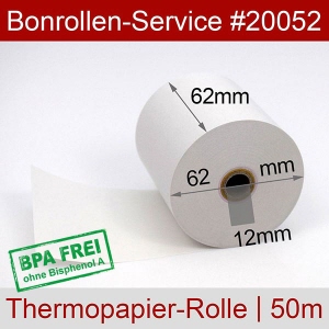 Thermobonrollen 62 50m 12 - weiß, BPA-frei, außenbeschichtet