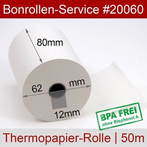 Thermobonrollen 80 50m 12 - weiß, BPA-frei, außenbeschichtet